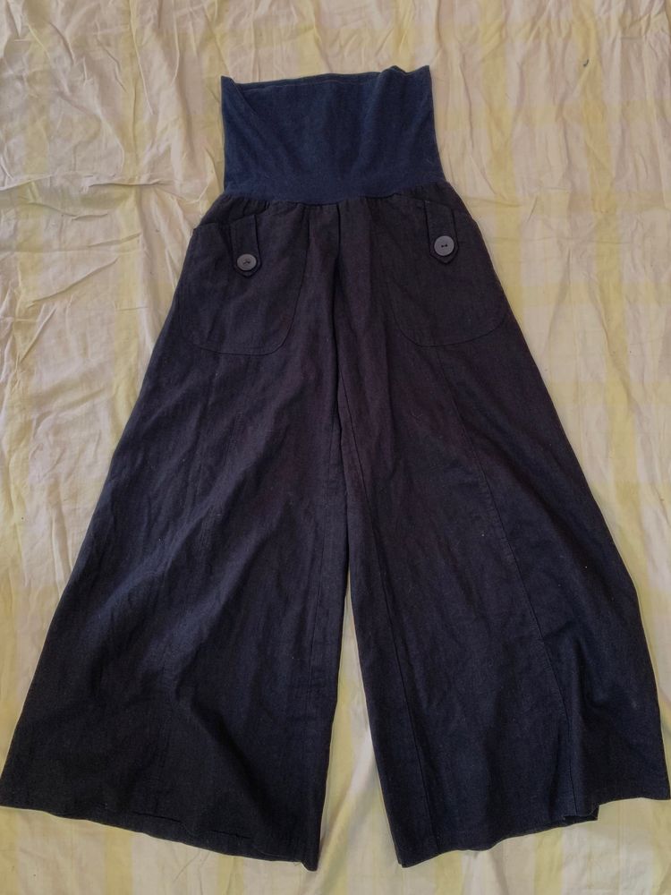 super wide leg black pants with cloth waist