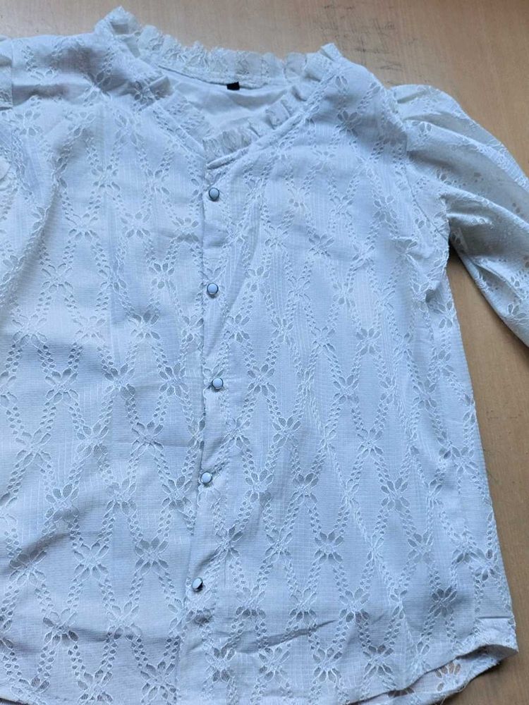 Lace Detail White Blouse