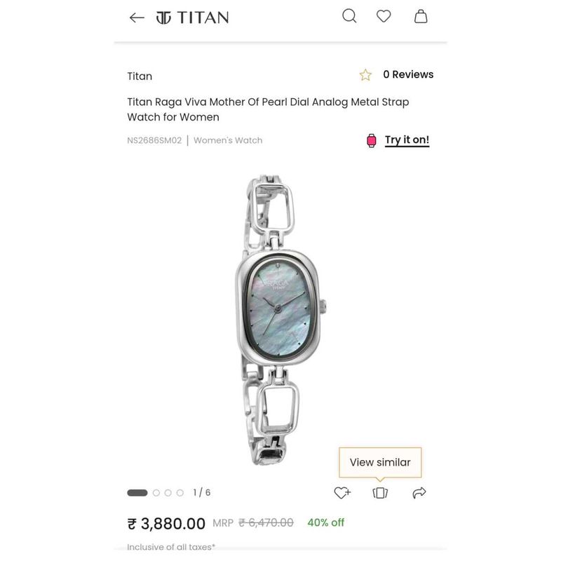 Titan Raga Viva Mother Of Pearl Dial Analog Metal