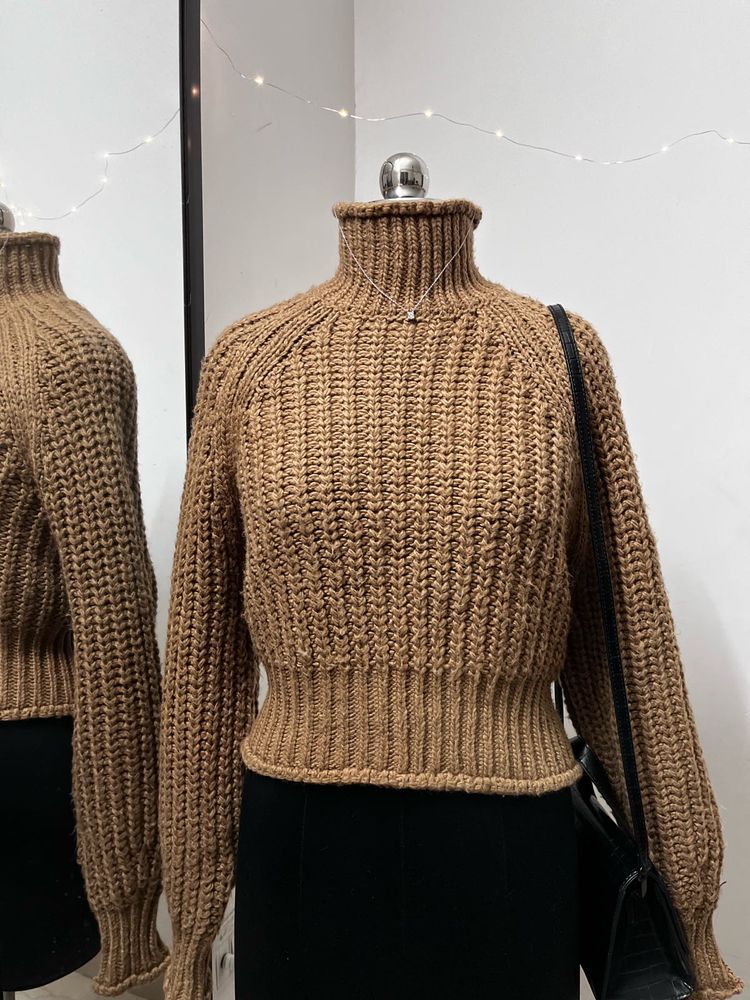 H&amp;M Brown High Neck Heavy Knit Sweater