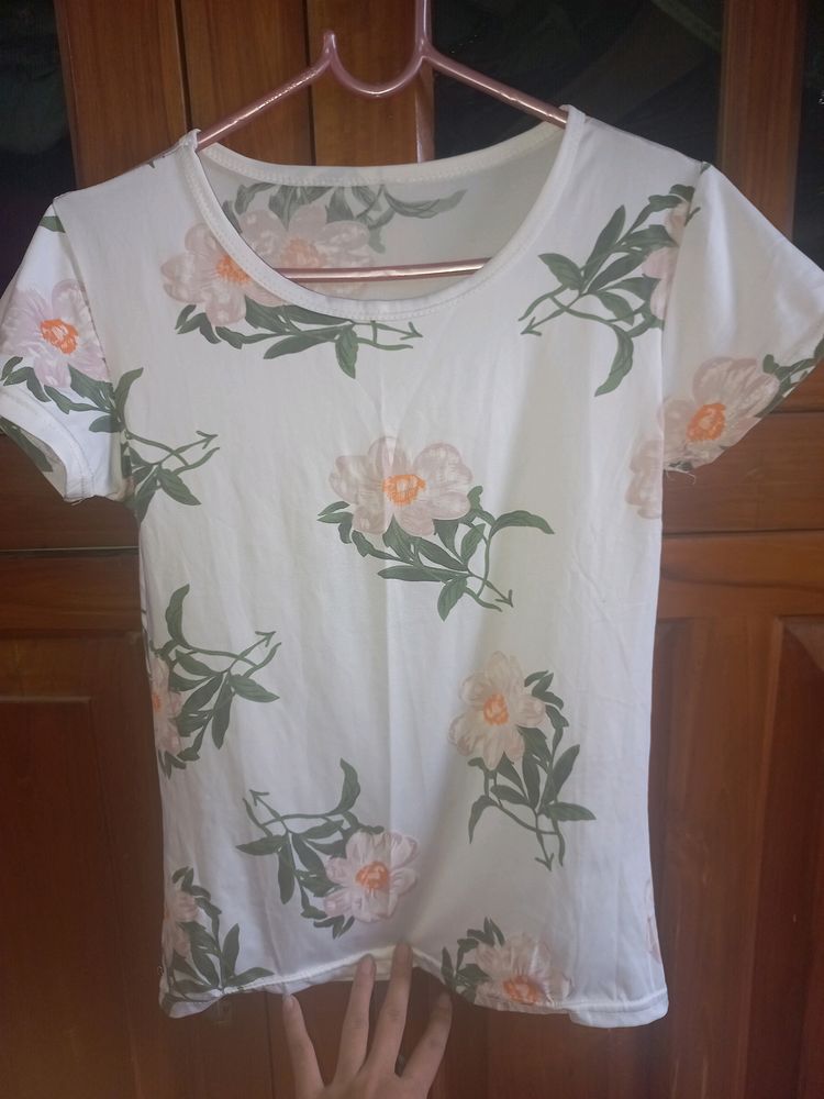 Floral White Top.