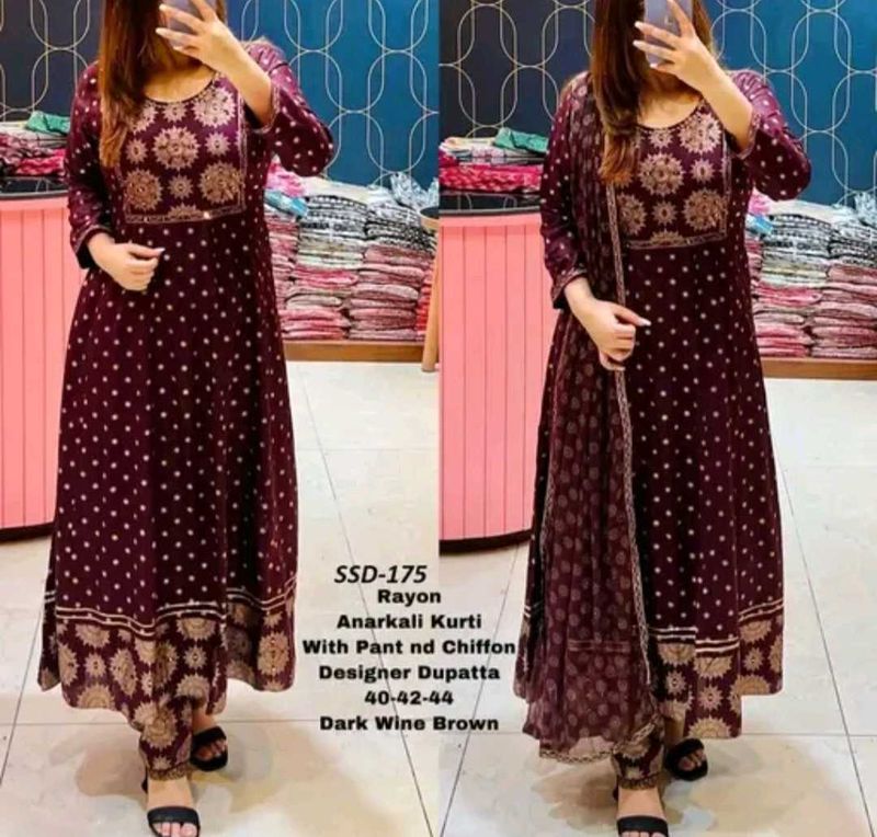 Wine Purple Anarkali Kurta Set