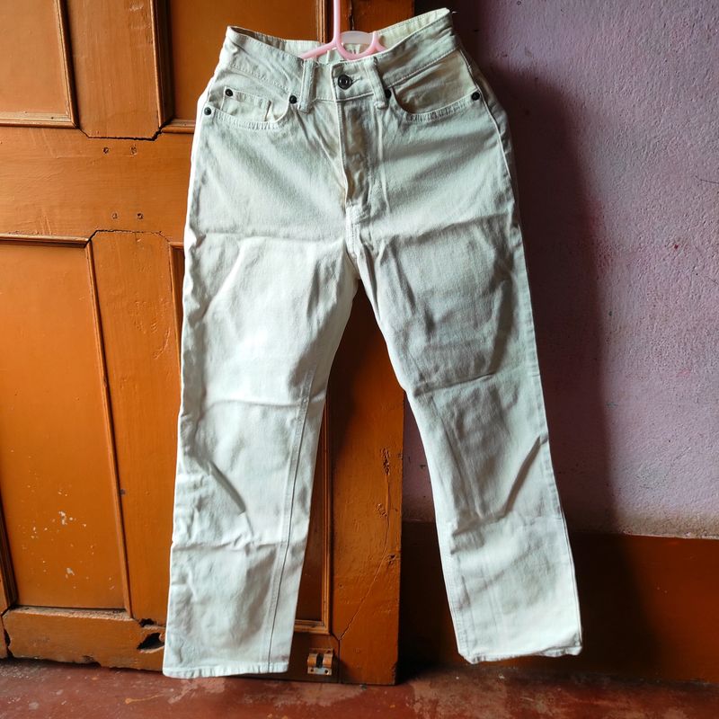 H&amp;M White Wide Leg Jeans