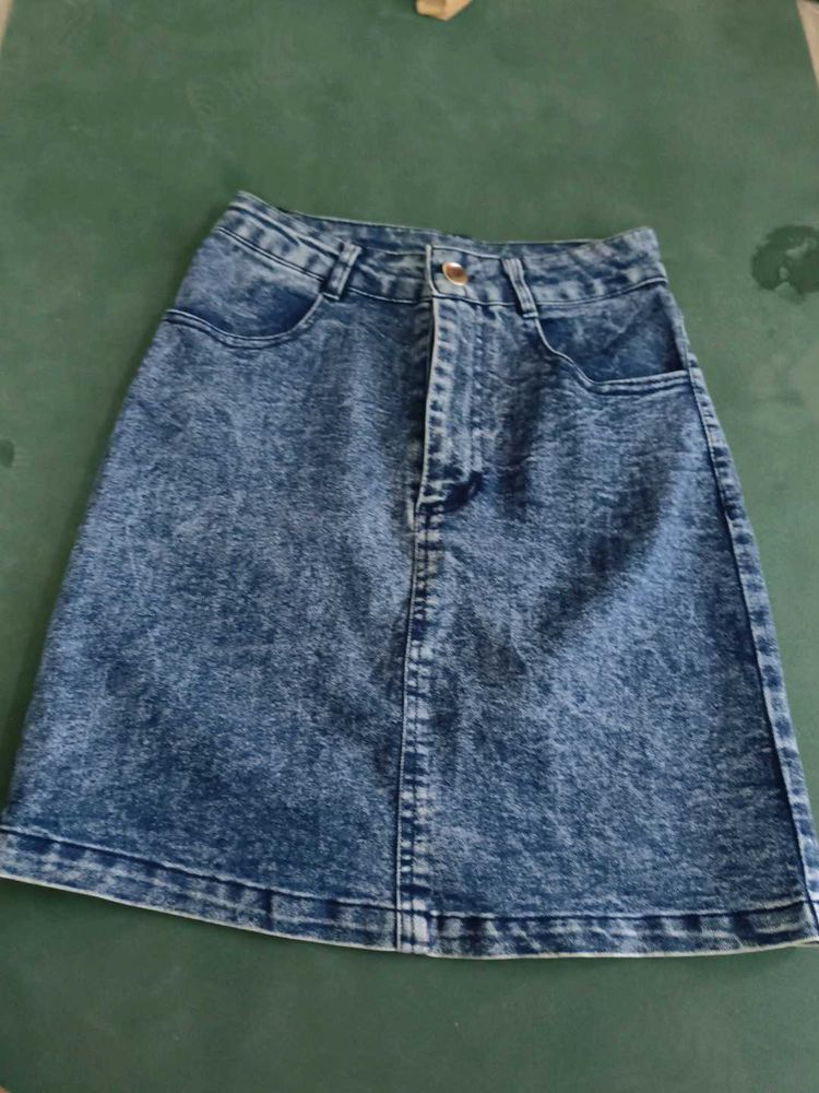 Acid Wash Denim Mini Skirt