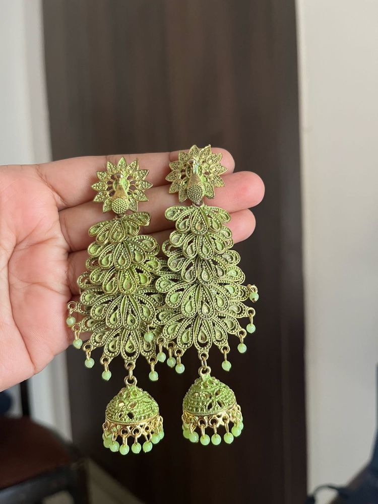 Green Traditional Earrings