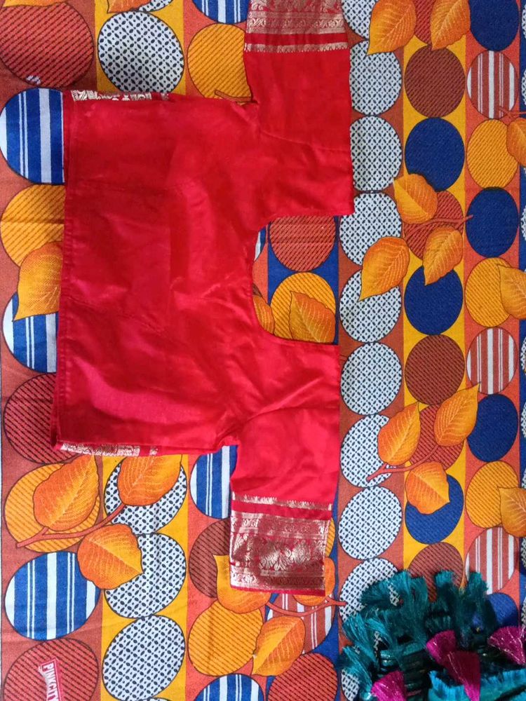 red and golden blouse