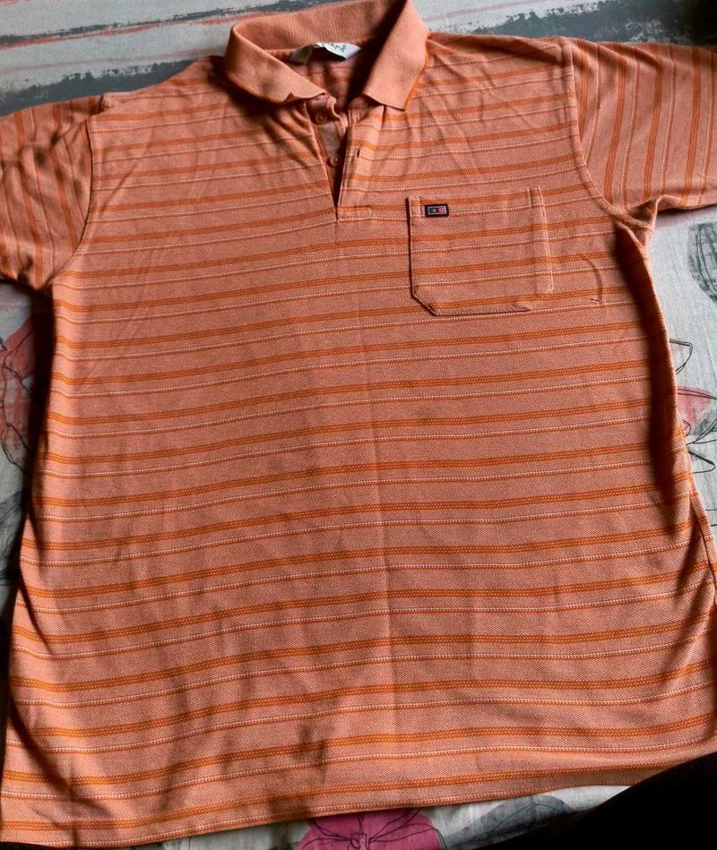 Striped Orange Polo Shirt