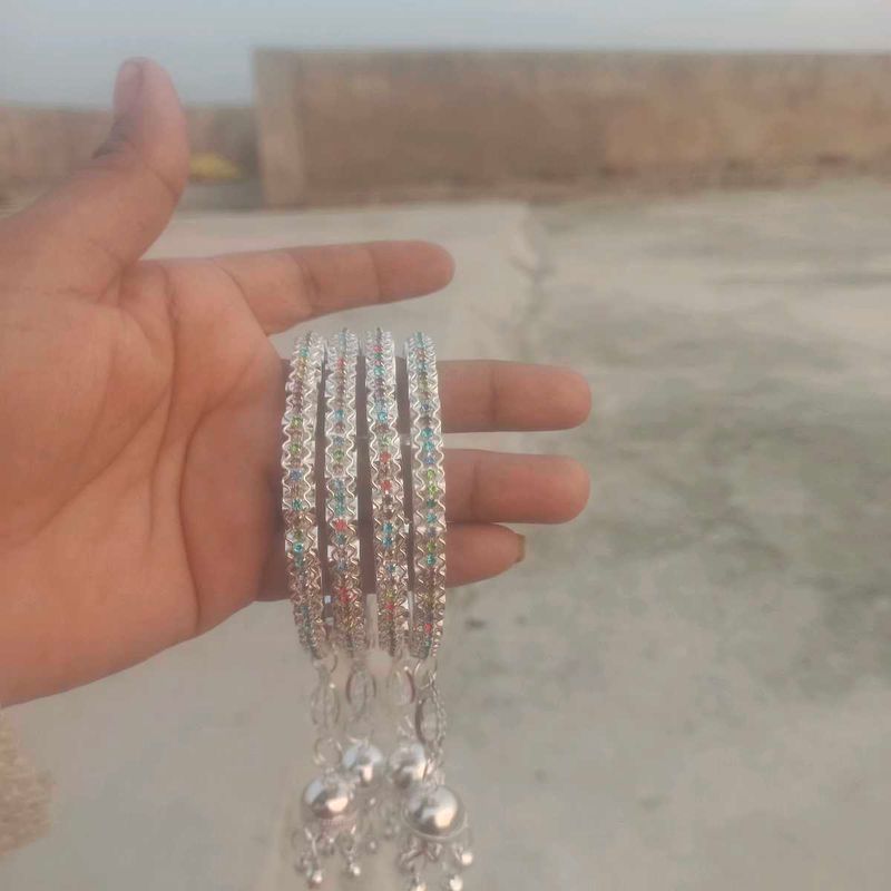 Silver Bangles with Hanging Charms