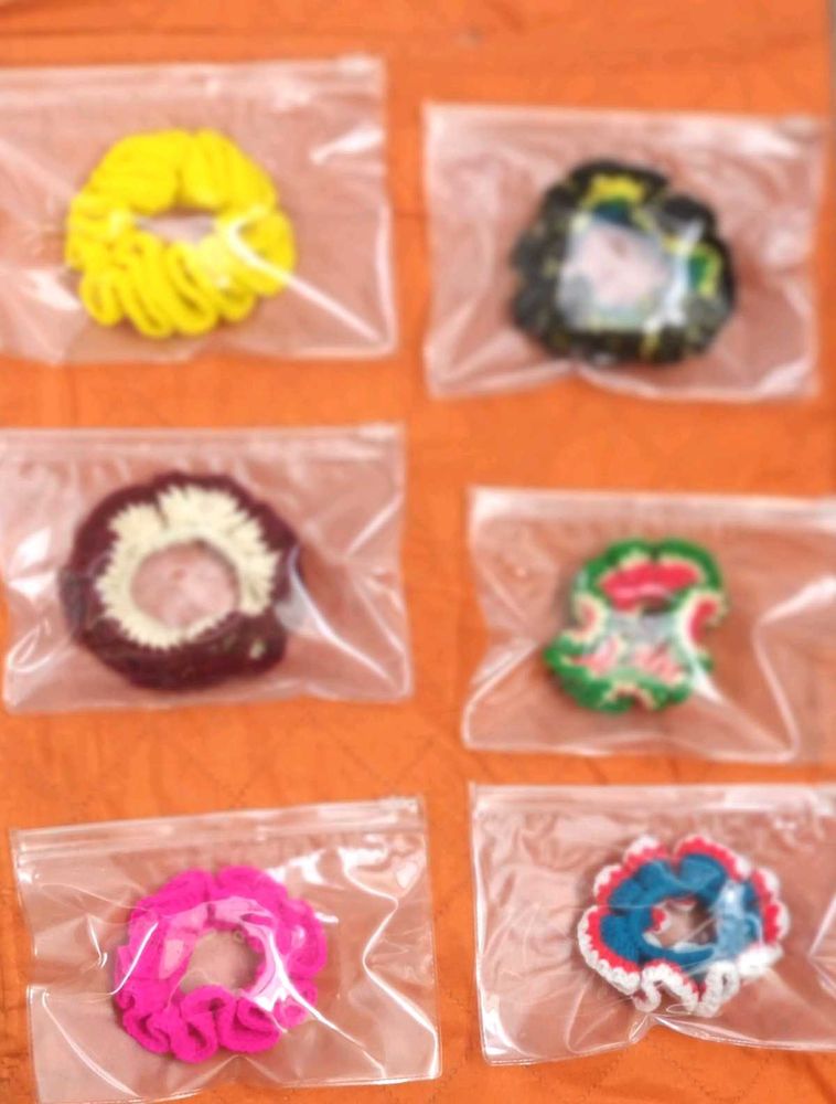 Handmade Crochet Scrunchies - Set of 6