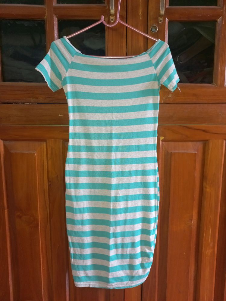 Green Striped Bodycon Dress