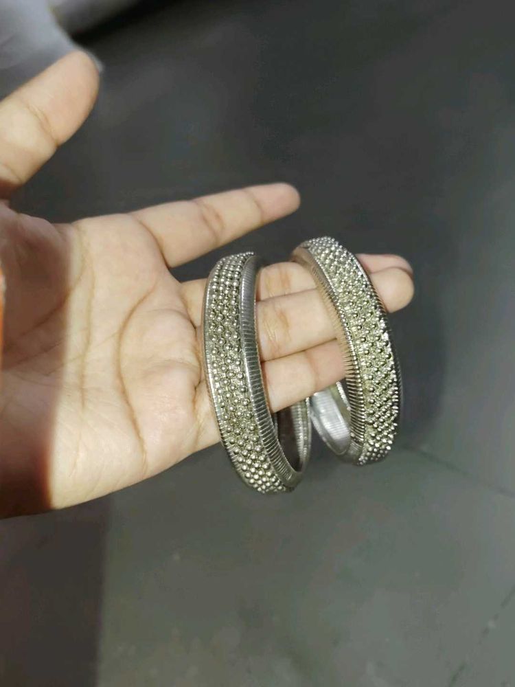 Set of Two Silver Bangles