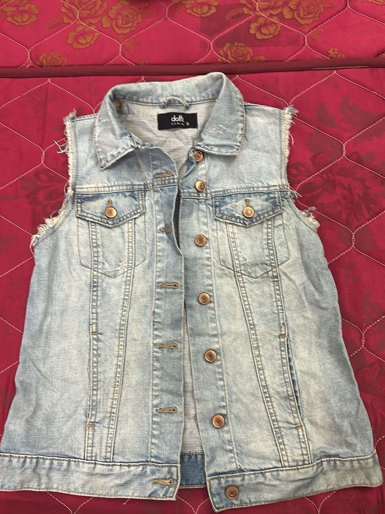 Vintage Washed Blue Denim Vest