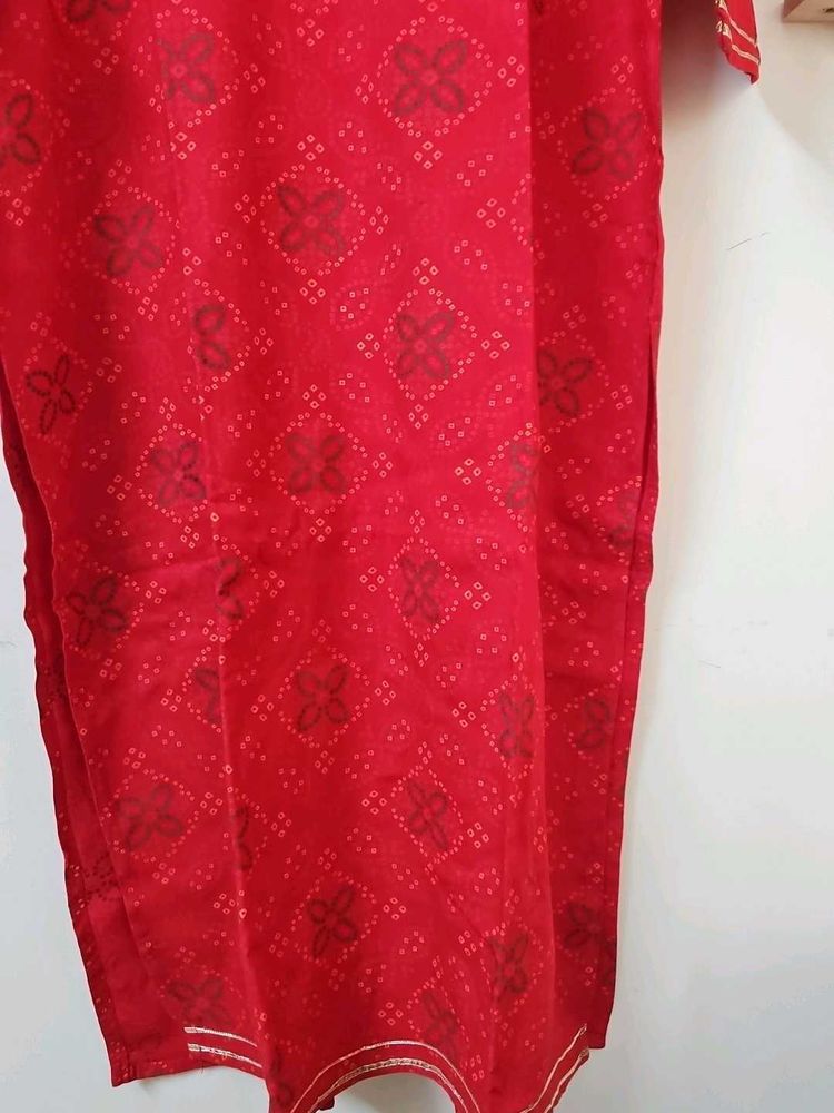 Red Printed Kurta