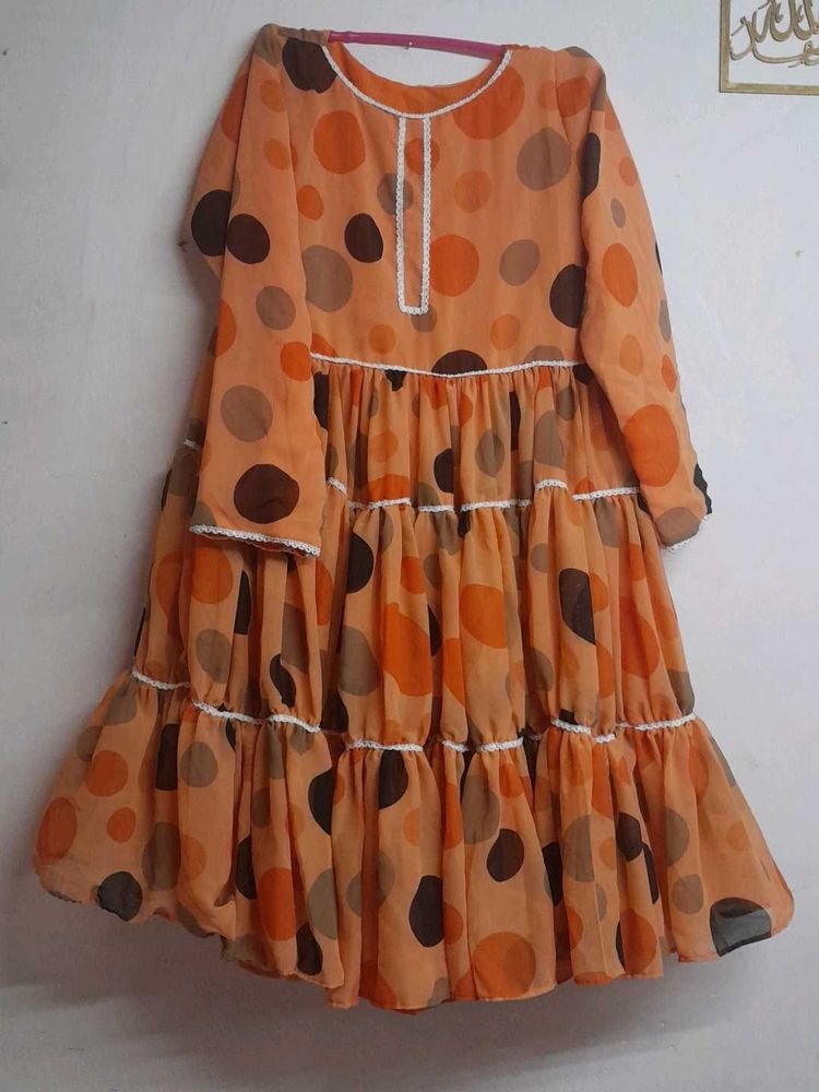 Polka Dot Long Frock – Stylish &amp; Comfortable (Free