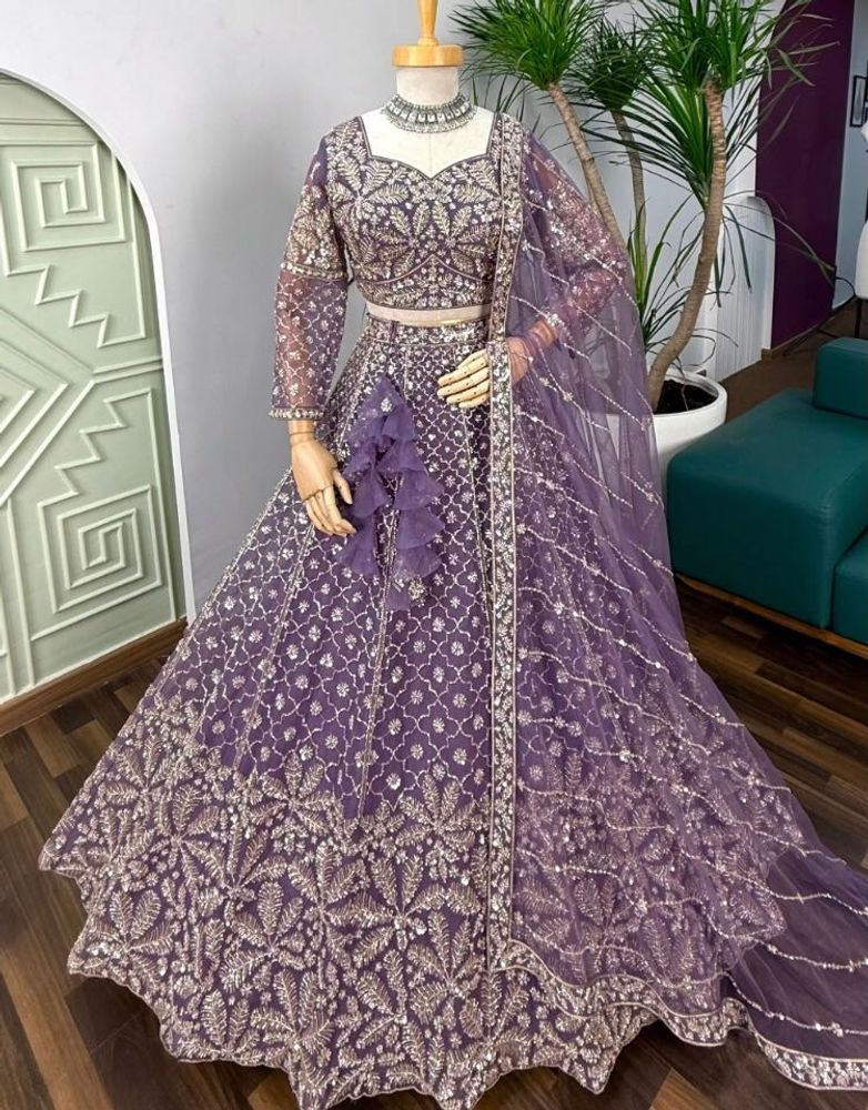 Handwork Gorgeous Purple Lehenga Choli with Dupatt