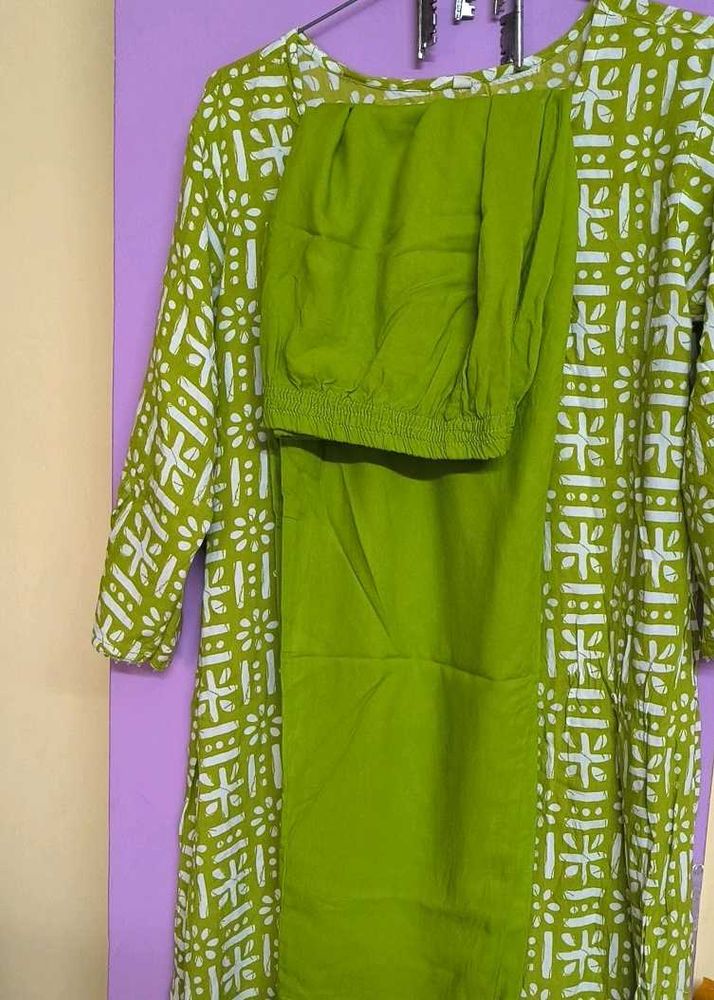 Green Printed Kurta Set
