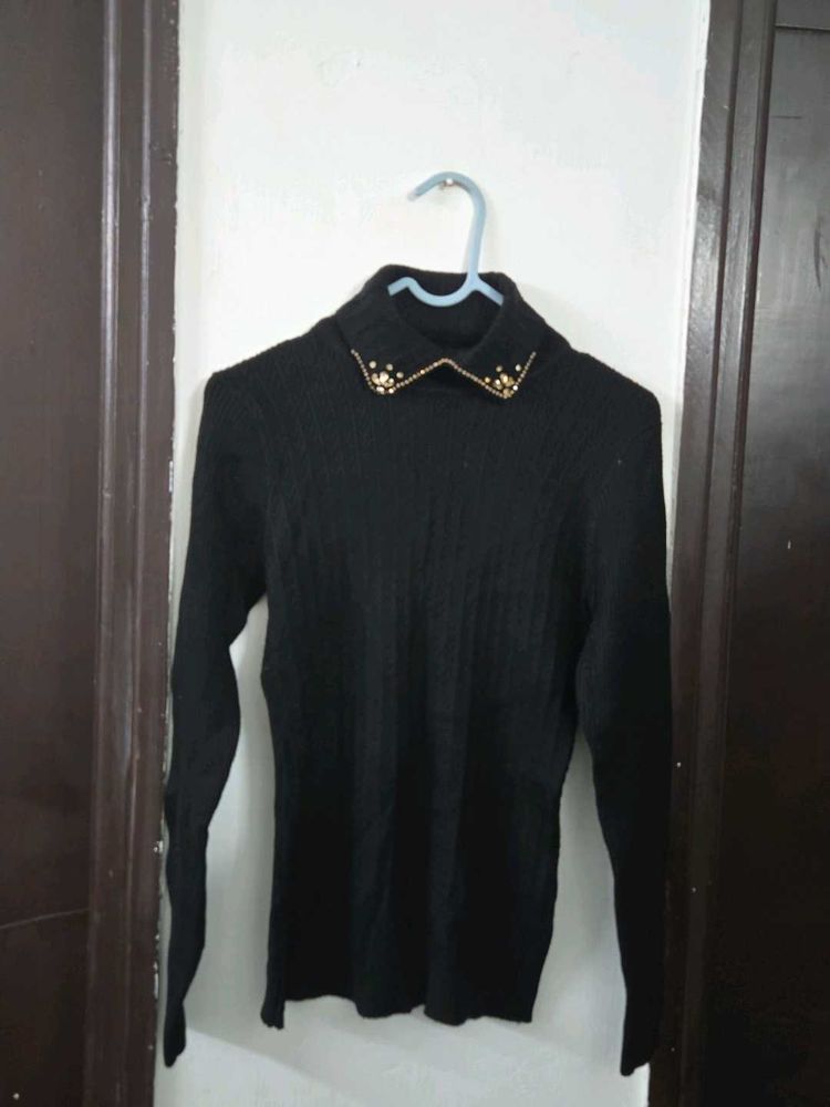 Elegant Black Turtleneck Sweater bust 34/36