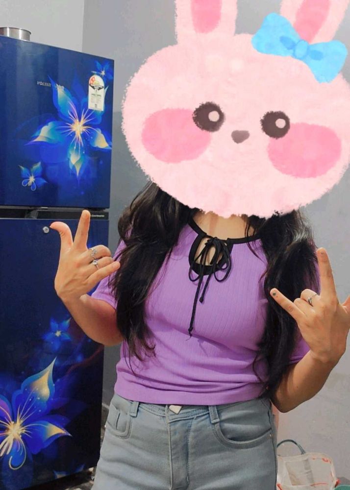 Purple Top with Tie Detail