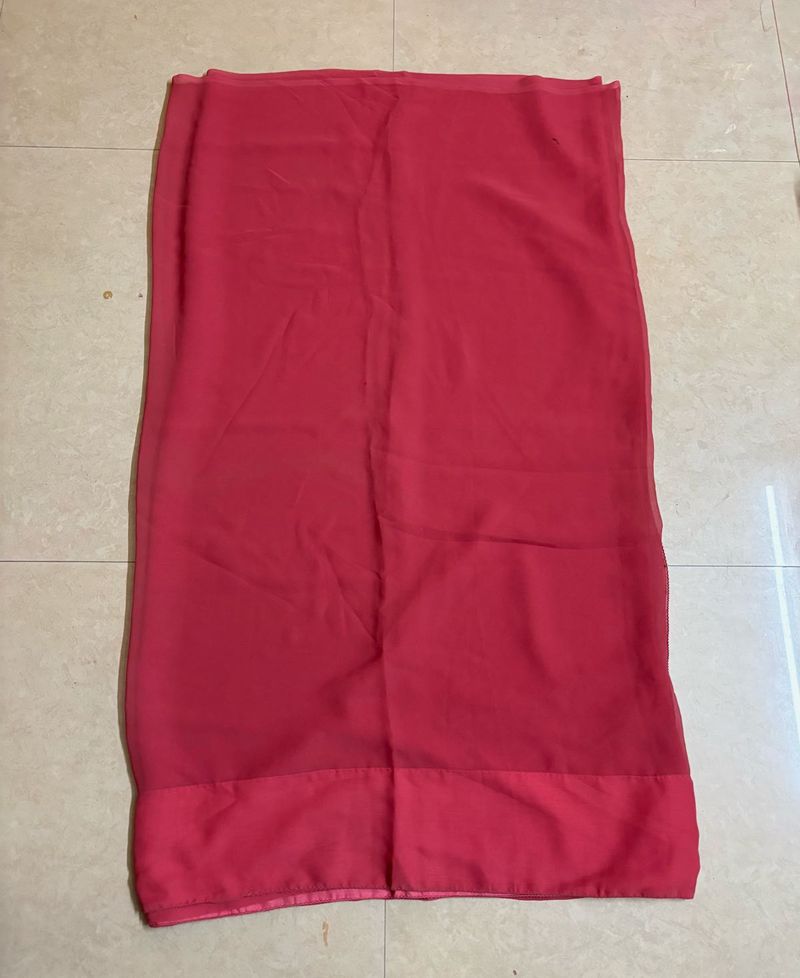 Red plain saree