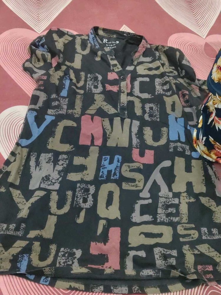 Letter Print Tunic Top