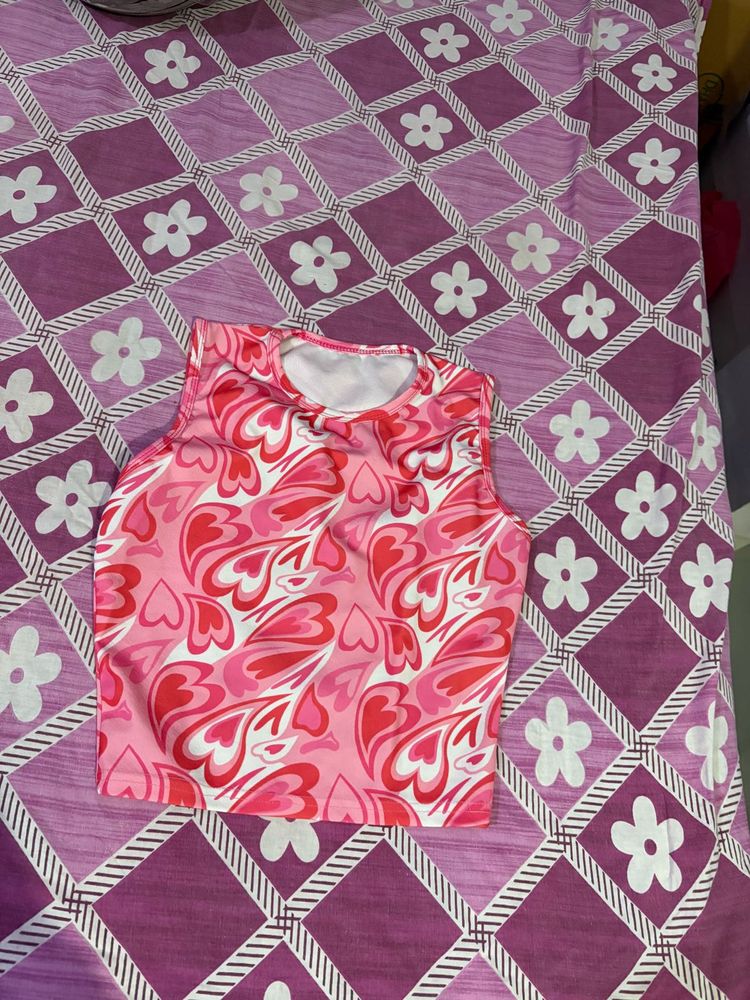 Pink Heart Print Tank Top 🎀💕