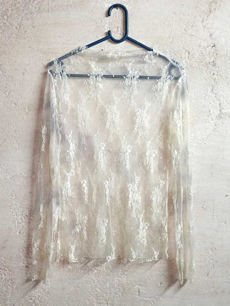 Summer Fashion See-through Lace Top White