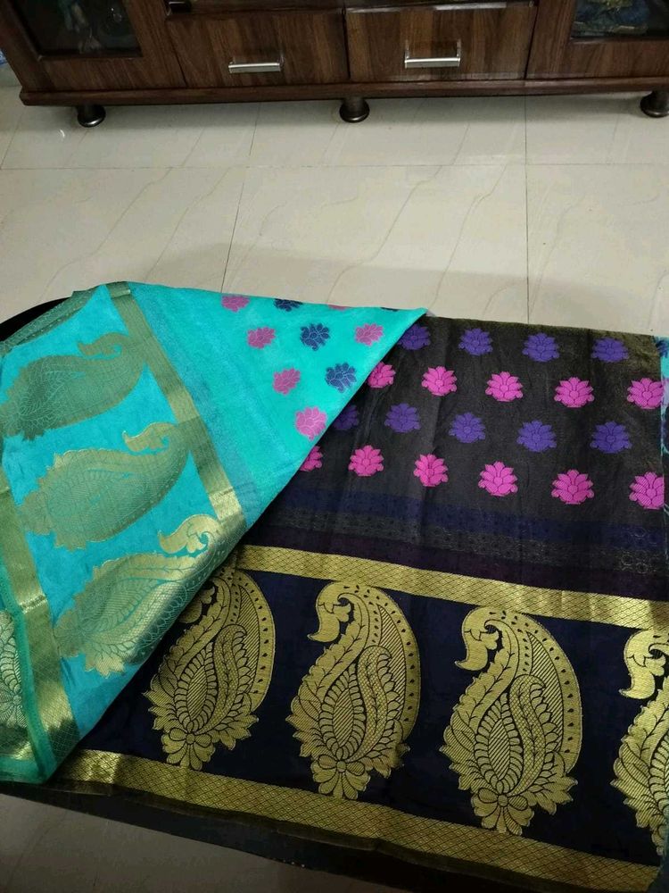 New Silk Blend Saree with Paisley &amp; Floral Motifs