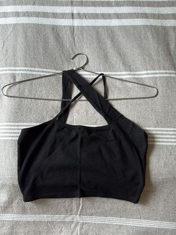 Black Crossover Tank Top