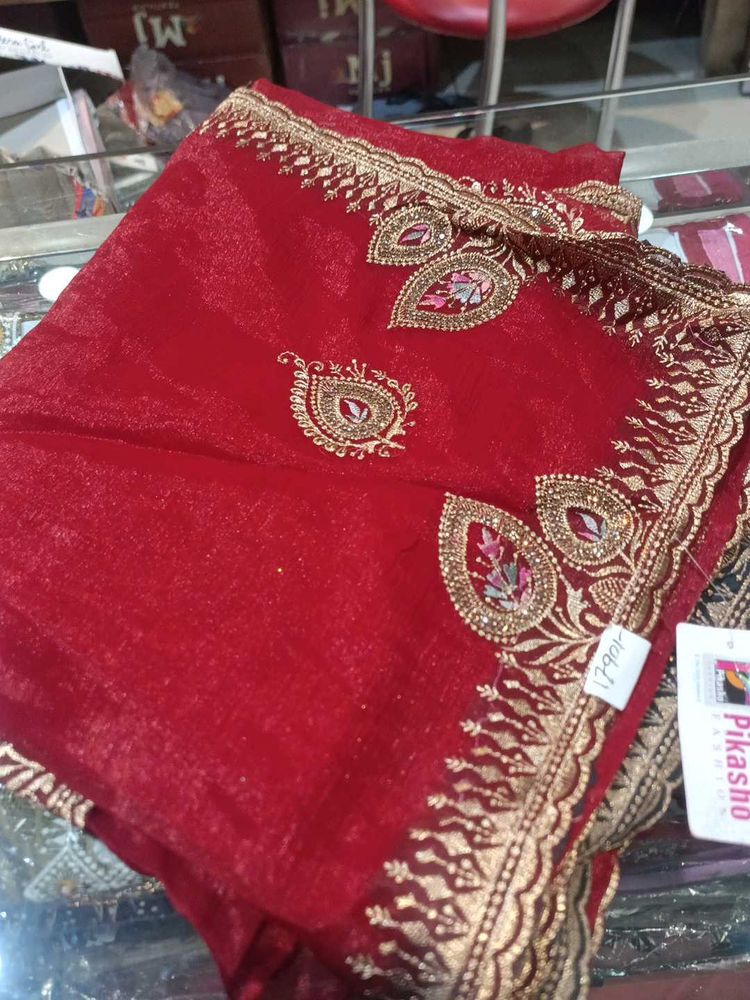 Red Embroidered Saree (Issue)