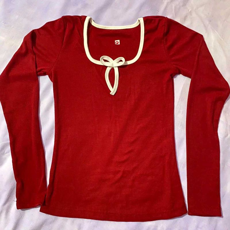 Red Long Sleeve Top
