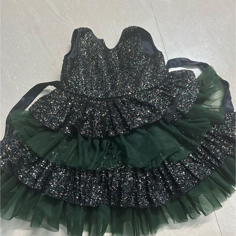 Emerald Green Sparkle Dress For 2 Years Old