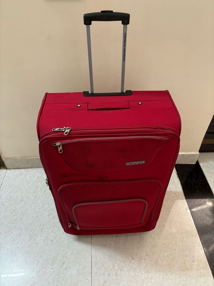 American Tourister Polyester Soft Trolley Red
