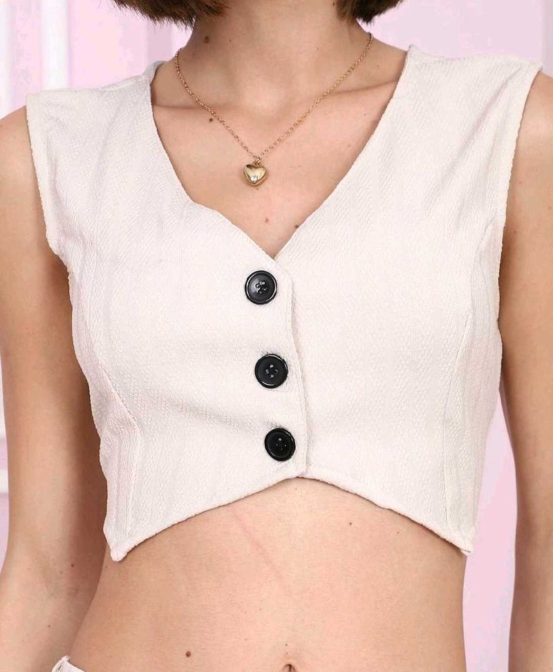 Sleeveless Textured Waistcoat