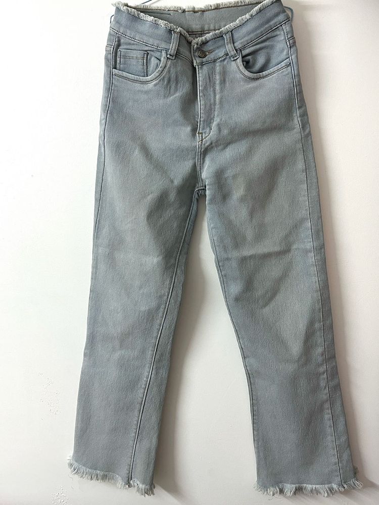 Blue Frayed Hem Jeans