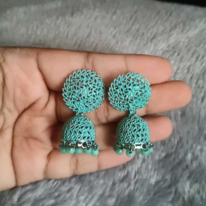 Turquoise Jhumka Earrings
