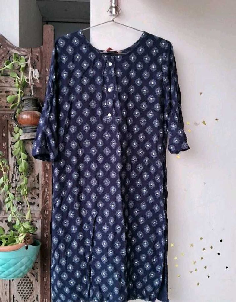 Navy Print Tunic Dress