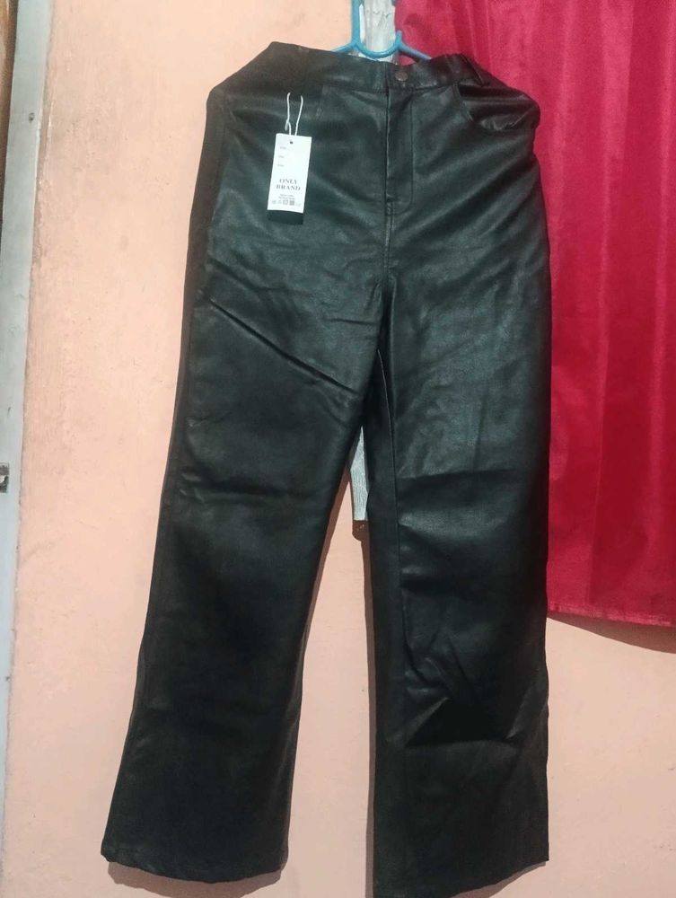 Faux Leather Wide Leg Pants