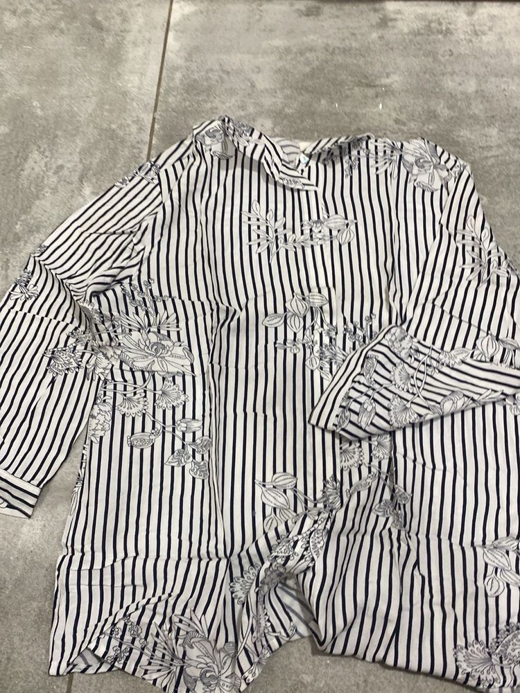 Striped Floral Print Top