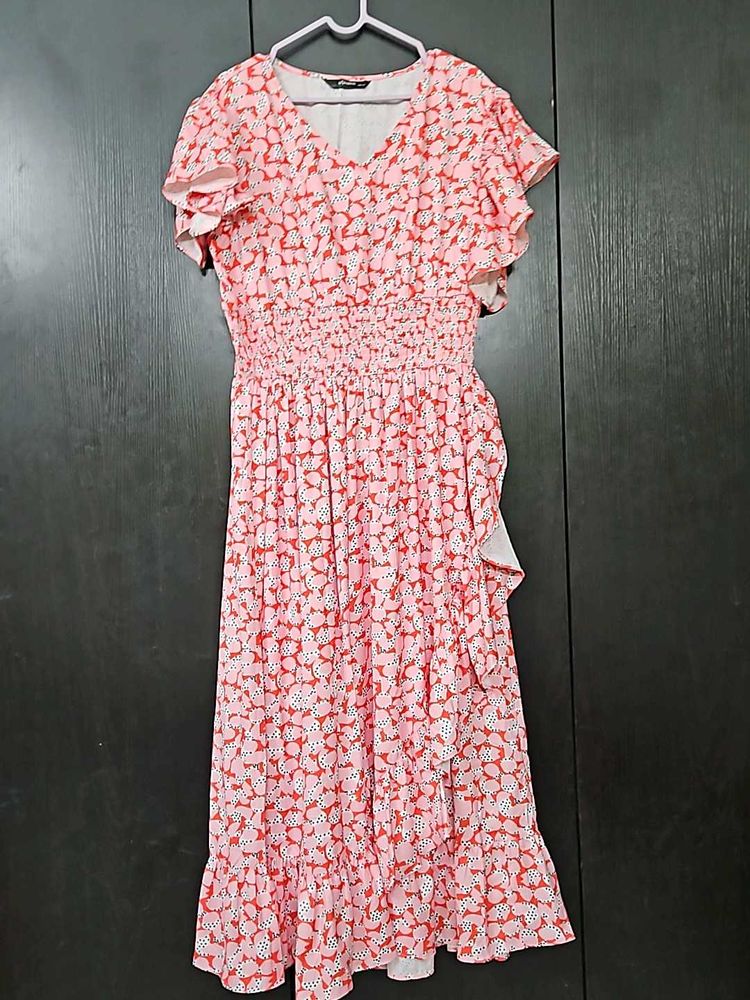 Floral Ruffle Sleeve Midi Dress
