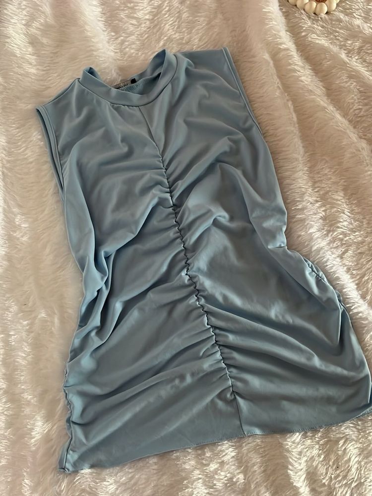 Trendyol Blue Ruched Long Top