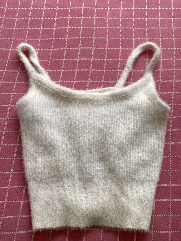 Y2K aesthetic comfy fur top