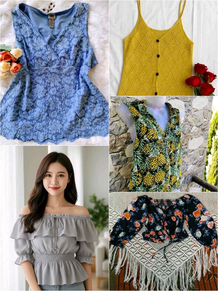 💥Combo of 5 Korean tops