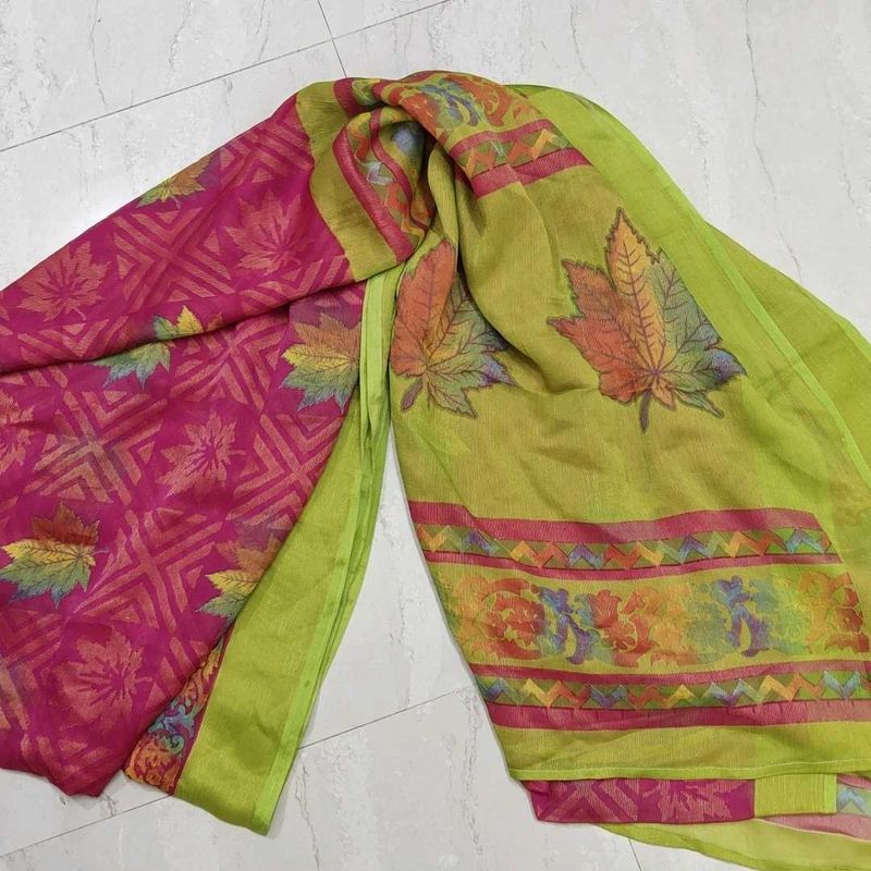 Elegant Pink &amp; Green Saree