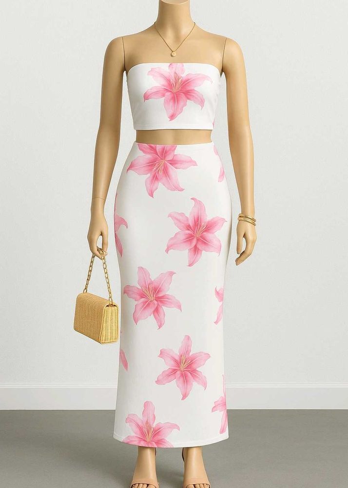 Floral Tube Top With Maxi Skirt Set