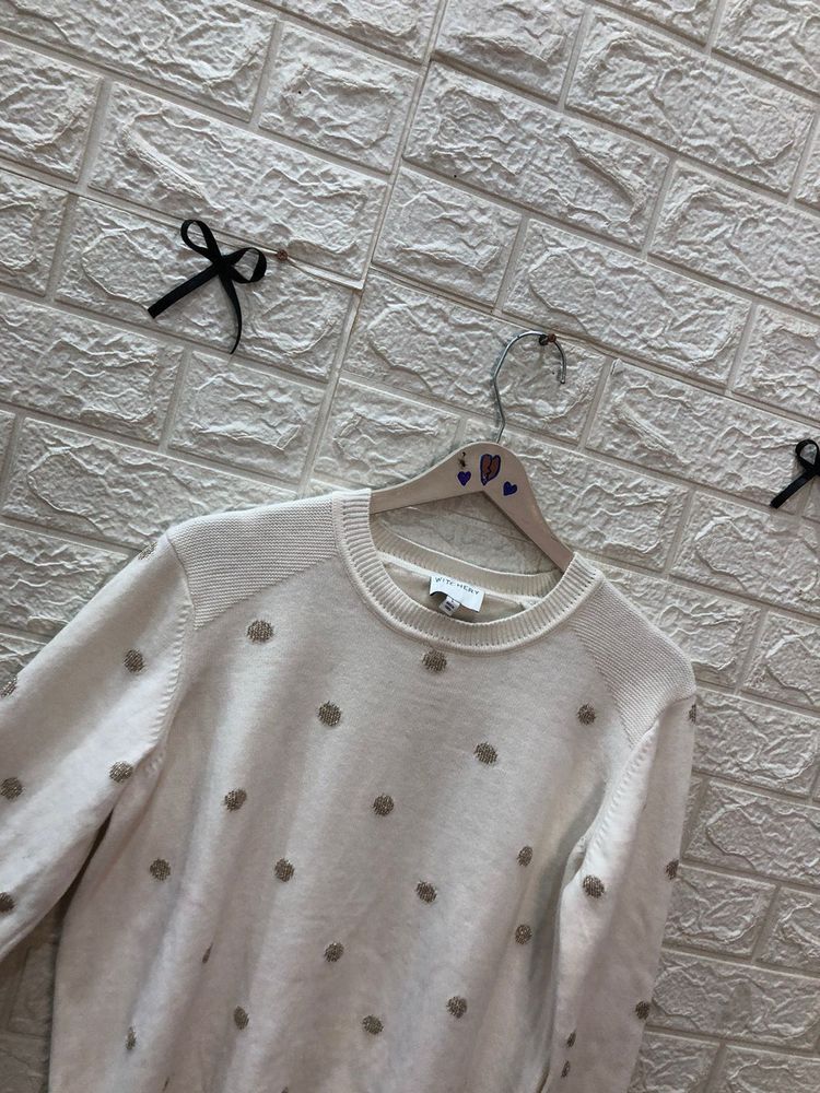 Elegant Polka Dot Knit Sweater