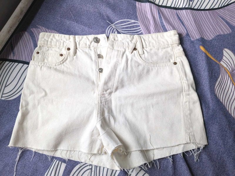 Zara White Denim Shorts