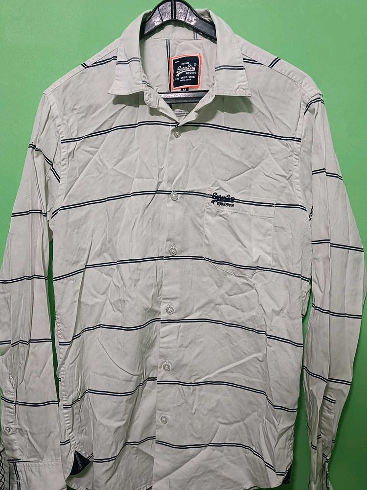 New Superdry White Striped Shirt