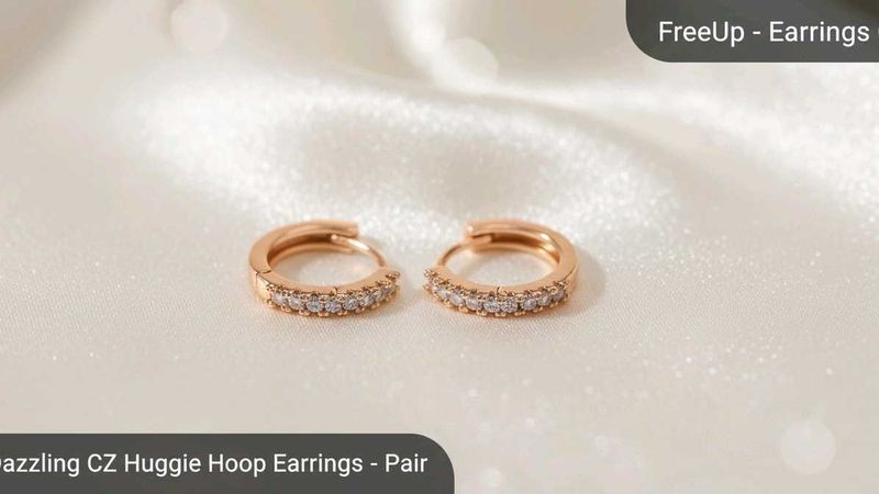 CZ Huggie Hoop Earrings for women