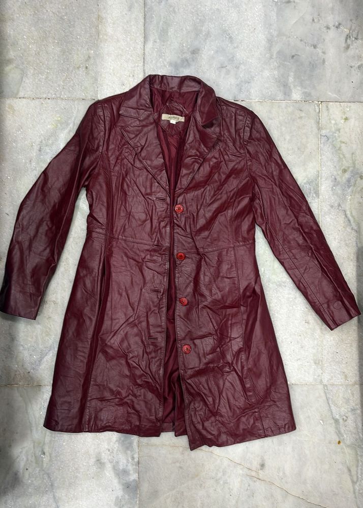 Burgundy Real Leather Coat
