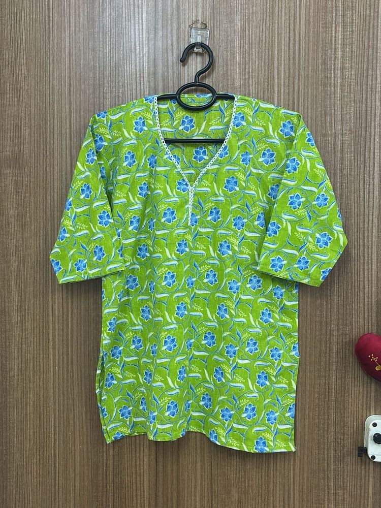 Green Floral Kurta